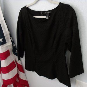 White House Black Market Blouse Swiss Dot Black SZ 14